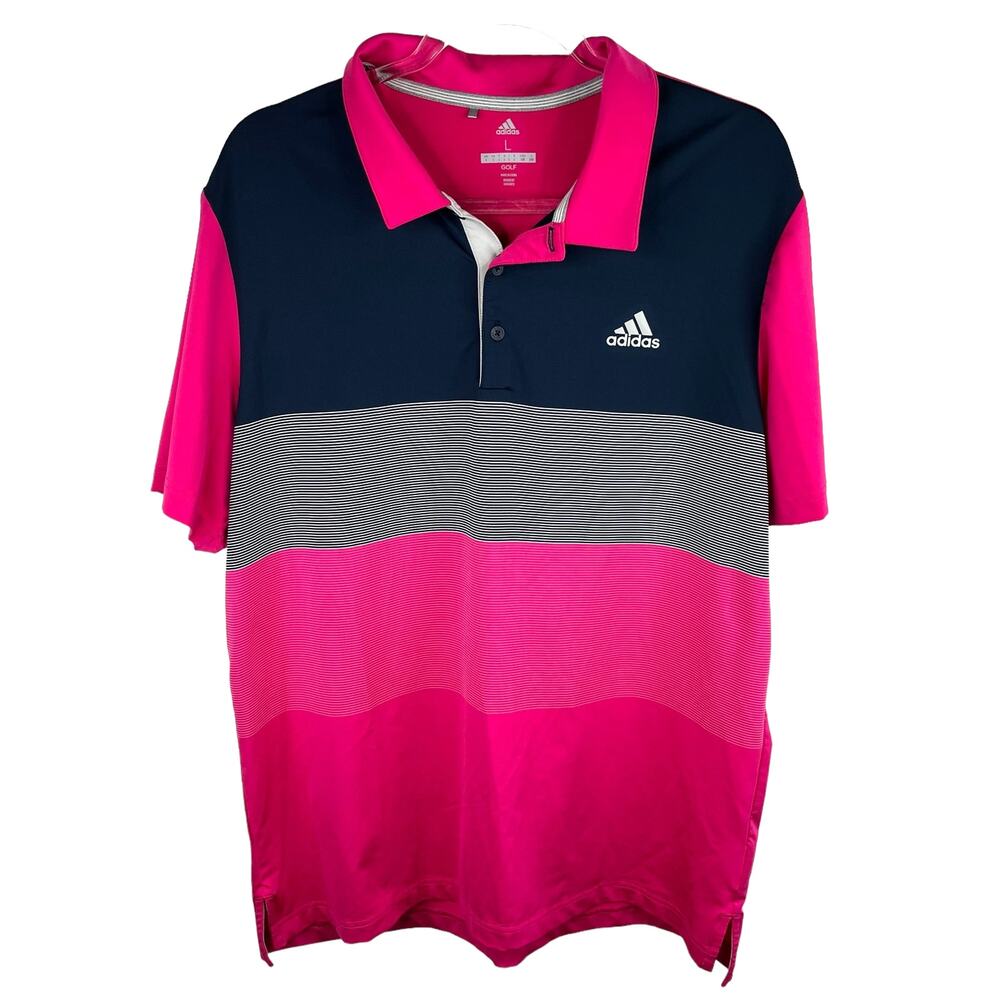 Adidas Mens Golf Polo Large Fuchsia Navy
